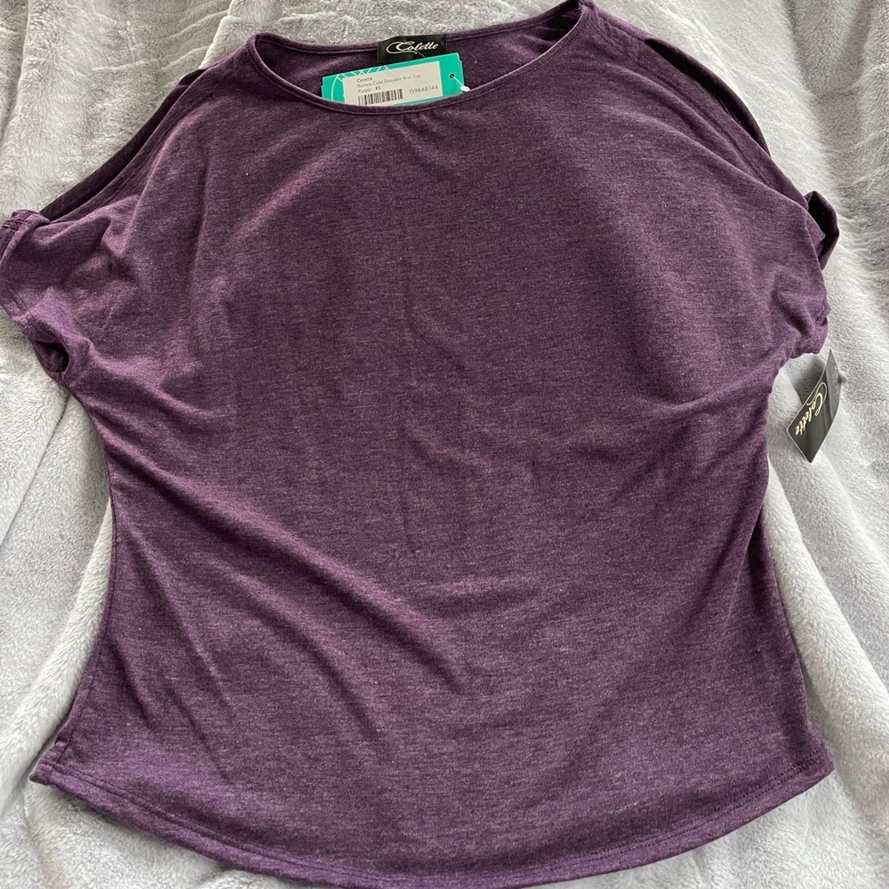 Purple Open Shoulder Top